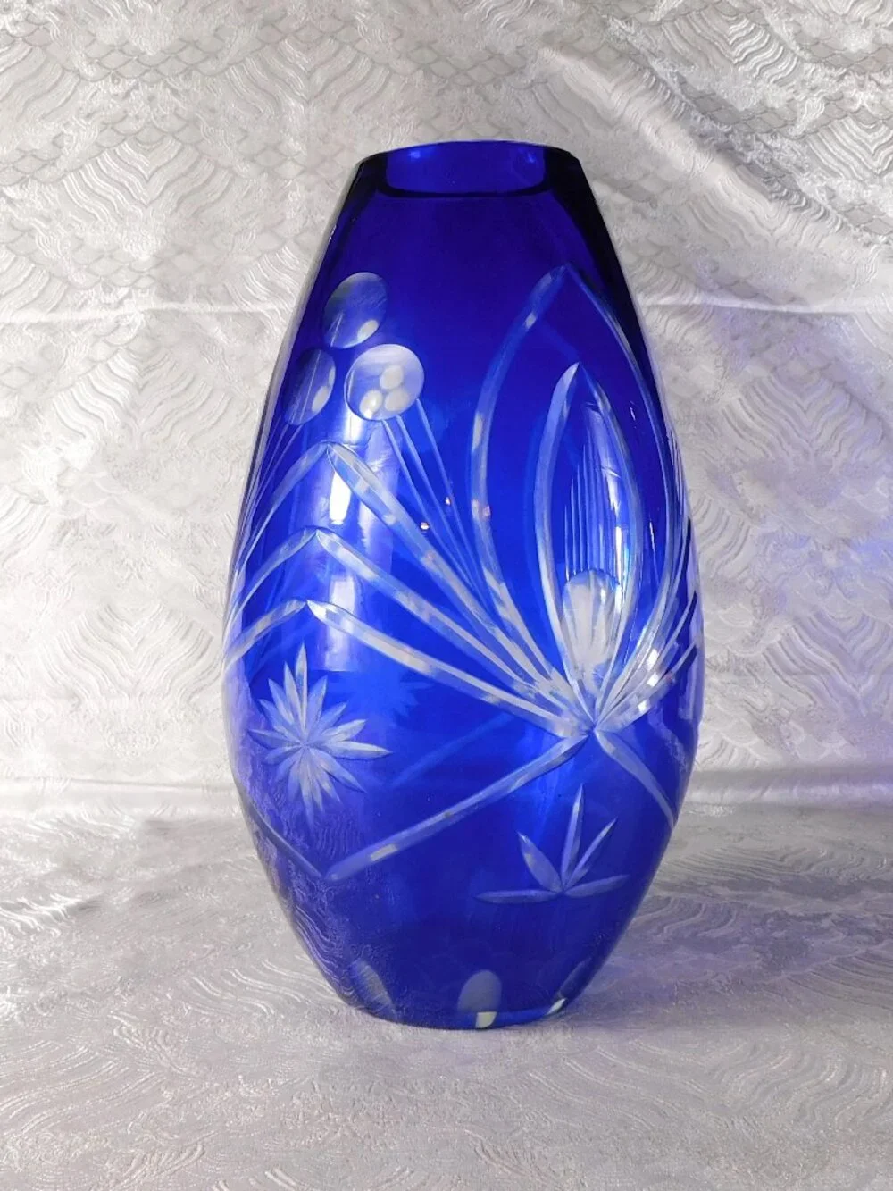 Blue Cut to Clear Vase # 27707
